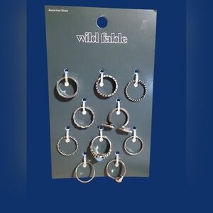 Set of 10 Silver Tone Rings